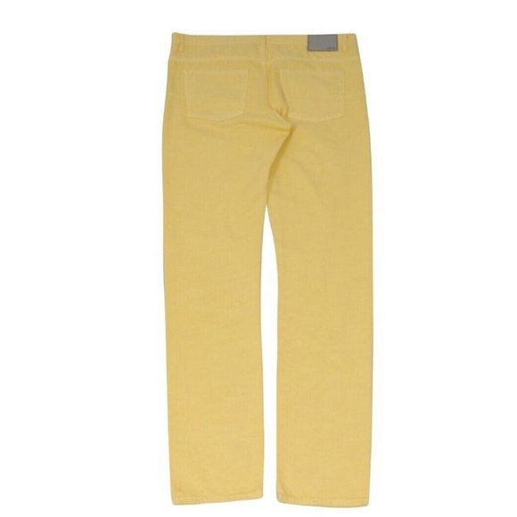 Dior Mens Jeans Size 36x36 Yellow Slim Fit Denim Cotton 5 Pocket Button Pants - Picture 2 of 11